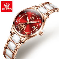 OLEVS 3606 Waterproof Watches For Women Japan Quartz Ceramic Band Fashion Women Wristwatch Luminous Calendar