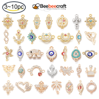 Beebeecraft 5-10 pc Alloy Infinity Heart Charm Connector Beads with Rhinestone Pendants for Earrings Bracelets Necklaces Jewelry DIY Craft Making