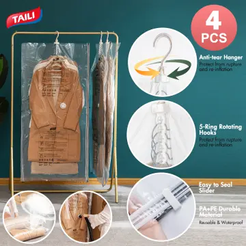 TAILI Hanging Vacuum Space Saver Bags for Clothes, 4 Pack Long