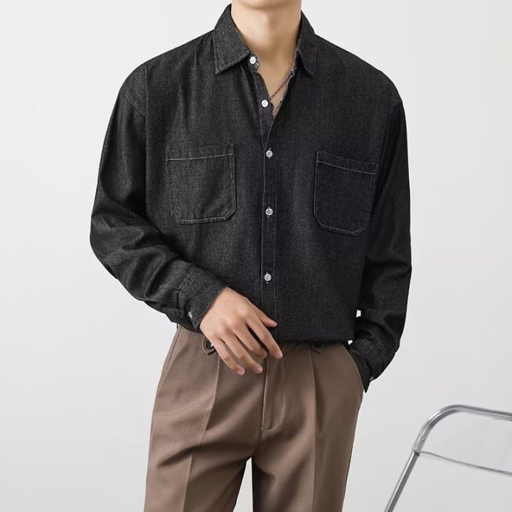 เสื้อเชิ้ตยีนส์แขนยาว-รุ่น-2-กระเป๋า-ผ้าเดนิม-สไตล์เกาหลี-sl59