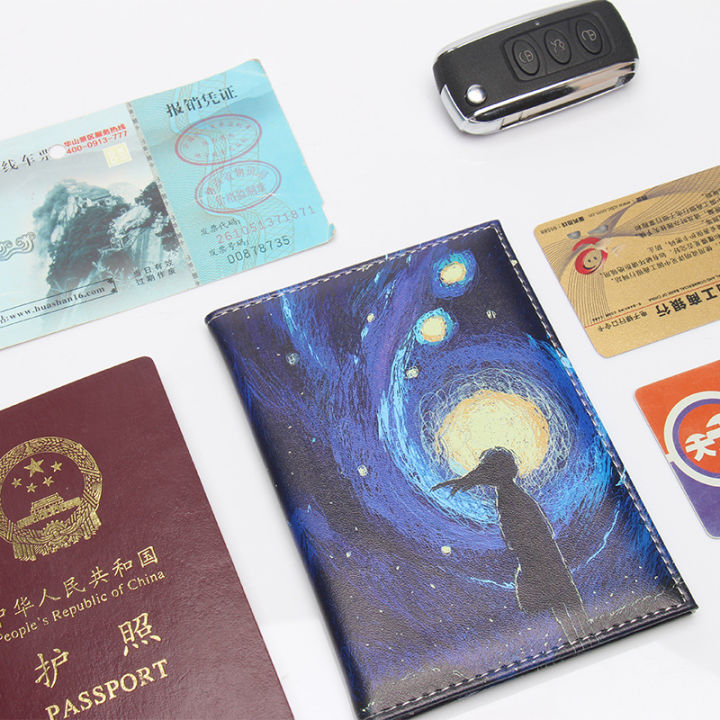 ผู้ถือหนังสือเดินทางสี-starry-cosmic-starry-sky-colored-air-ticket-holder-หนังสือเดินทาง-book
