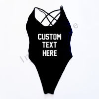 CUSTOM TEXT 2021 New Swimsuit Women One Piece Bathing Suit Cross Back Swimwear Bikini High Cut Low Back monokini Beachwear maio