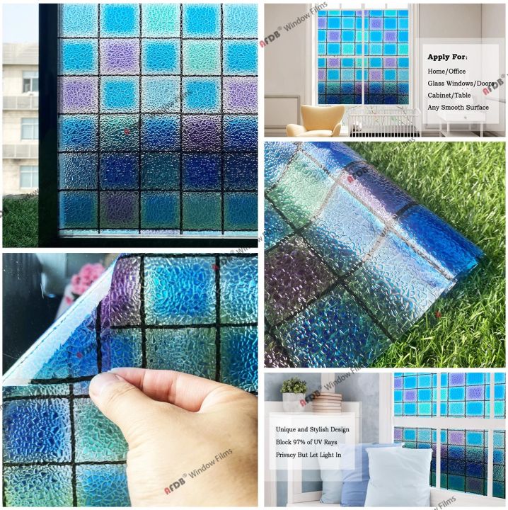 colored-lattice-pattern-privacy-window-film-frosted-tinting-opaque-glass-decals-static-self-adhesive-stained-decorative-sticker
