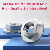 2/25/50pcs M3 M4 M5 M6 M8 M10 M12 High Quality Stainless Steel  Hex Head Serrated Spinlock Flange Nut Lock Nut DIN6923 Nails  Screws Fasteners