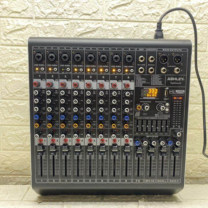 Power Mixer ASHLEY TOP SOUND Original Product "8Channel" Professional Effect Reverb 380DSP
