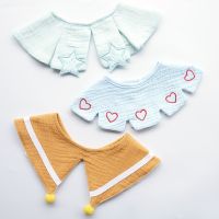 【DT】hot！ 3pcs Set Ins Baby Bib Cotton Gauze Infant Burp Saliva Embroidery Fake Collar Aaccessory