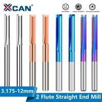 XCAN Milling Cutter 2 ขลุ่ยตรง End Mill 3.175-12mm Shank CNC Router Bit Carbide Endmill สําหรับงานไม้