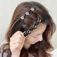 【CW】 Sparkling Crystal Stone Braided Hair Clips Flower Rhinestone Fabric Hair Bands for Women Girl Kid Hairstyle Tool Hair Accessorie