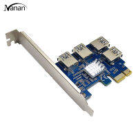 Nanan【พร้อมส่ง】Pci-e 1ถึง4pci-e อะแดปเตอร์ช่องเสียบการ์ดไรเซอร์การ์ด Pci-e ไปยังช่องเสียบ Pci-e 1ถึง4 Usb3.0การ์ดจอพร้อมไฟ Led แสดงสถานะ