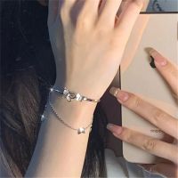 Fashion Hollow Butterfly Bracelet Fairy Double Layer Tassel Chain Silver Color Bracelet For Women Girls Party Jewelry Gifts