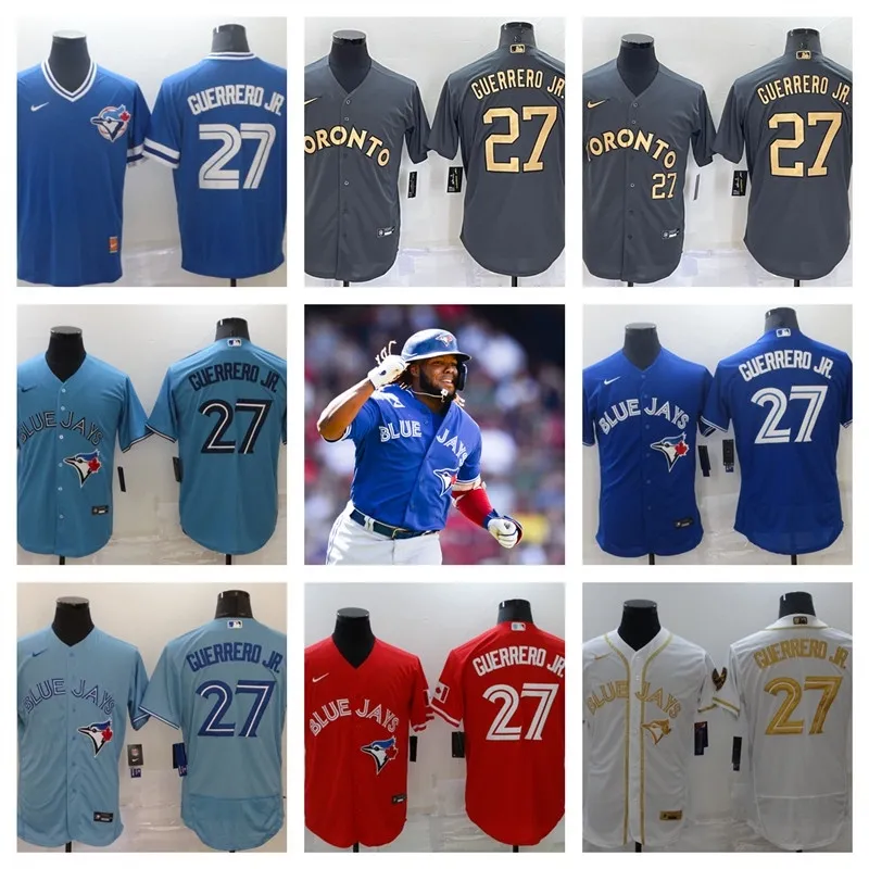 High quality and high sales embroidered jerseys Men's MLB Toronto Blue Jays  Vladimir Guerrero Jr. Baseball Jersey T-shirt