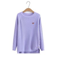 【มีไซส์ใหญ่】Plus Size Womens Long Sleeved Slim Knitted Sweaters Casual Purple Black Female Pullovers