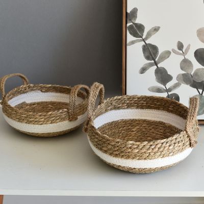 Handmade Nordic Woven Storage Baskets Storage Baskets Home Decor Seagrass Straw Organizer Sundries Fruit Belly Clothes