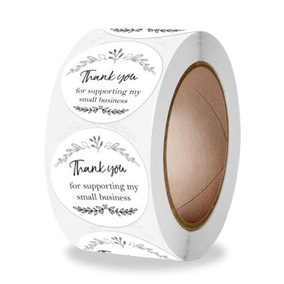100-500pcs White Thank You Stickers Labels Seals Thank You for Supporting My Small Business Stickers Round Kraft Labels For Shop