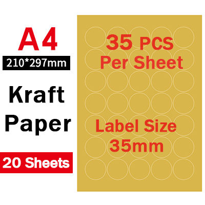 A4 Self-adhesive Kraft Label for Laser and Inkjet Printer Handwritten Die-cut RoundSquare Sheet Sticker 2050 Sheets Each Pack