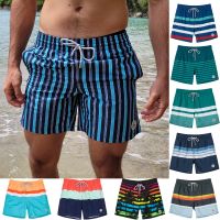 SURFCUZ Mens Swim Shorts Striped Dry Beach Board with Mesh Lining Male Swimwear Trunks for Men