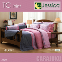 JESSICA ชุดผ้าปูที่นอน พิมพ์ลาย Graphic J199 สีชมพู #เจสสิกา ชุดเครื่องนอน 3.5ฟุต 5ฟุต 6ฟุต ผ้าปู ผ้าปูที่นอน ผ้าปูเตียง ผ้านวม กราฟฟิก