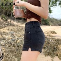 【hot】 New Waist Fashion Elastic Short Jeans Ladies Streetwear All-match Denim Shorts Womens Clothing