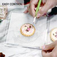 【CW】 Acrylic Square Cookie Decorating Turntable Cookie Stencils Holder Cookie Sugar Turntable Swivel for Royal Icing(5.9In)