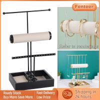 Fenteer ที่วางเครื่องประดับชั้นวาง3ชั้นพร้อมถาด