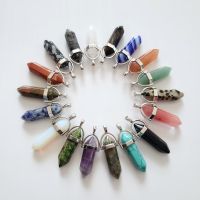 Wholesale 24pcs/Lot Fashion Quality Assorted Natural Stone crystals Pillar Charm Chakra Pendants Necklaces For Making Jewelry