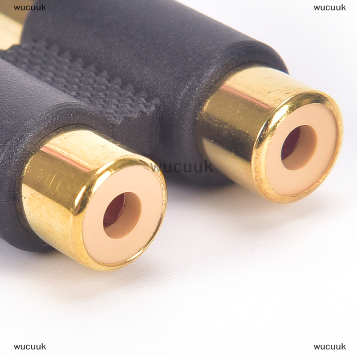 wucuuk-อะแดปเตอร์ตัวเชื่อมต่อสัญญาณเสียงสำหรับวิดีโอ-rca-phono-2ตัวคู่สีทอง