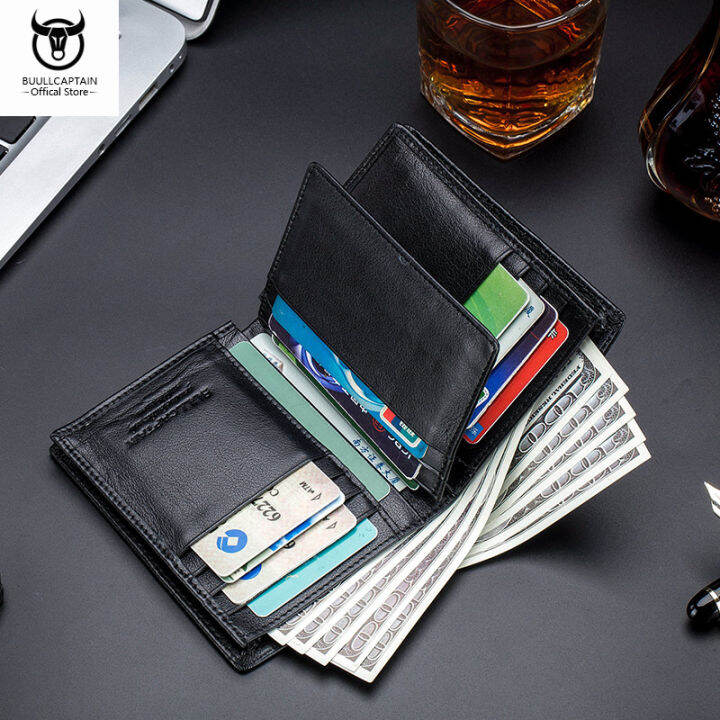 top-bullcaptain-casual-business-card-holder-rfid-anti-theft-brush-wallet-men