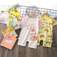 New Infant Toddler Cartoon Printed Romper Summer Boys Cute Girls Baby Thin Short Sleeves One-Pieces Jumpsuits Newborn Baby Pure Cotton Loose Soft Comfortable Bodysuit