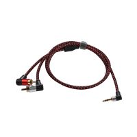90 Degree 3.5mm Male to 2 RCA Male Cable Right Angle Stereo AUX Y Splitter Cord Microphone Jack Plug for Laptop 1M