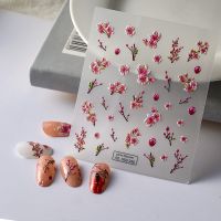 [COD] Cross-border new nail art stickers adhesive ins Chinese cold winter plum blossom red 5D wholesale