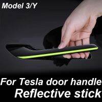 4 Pcs / Lot Luminous Car Door Handle Cover Glow Protector For Tesla Model 3 Y 2021 2022 Sticker Wrap Trim Carbon ABS Accessories Bumper Stickers  Deca