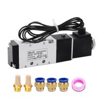 ♕❆❀ 4V110-06 5 Way 2 Position 1/8 quot; 5/2 Way Pneumatic Control Solenoid Valve DC12V 24V AC110V AC220V With 4 6 8 10 12mm Fitting