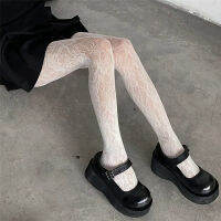 Lolita ดอกไม้ตาข่าย StockingsTights บางผู้หญิงถุงน่องร้อนสีดำสีขาว Pantyhose Collant Femme Stocking