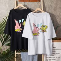 [HOT] เสื้อยืดแขนสั้น พิมพ์ลายการ์ตูน SpongeBob SquarePant สไตล์เรโทร แฟชั่นฤดูร้อน สําหรับผู้หญิง