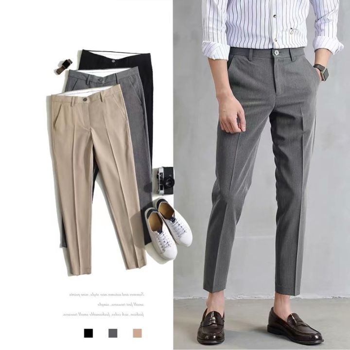 PlaidPlain Mens Cropped Pants Slim Fit Dress Pants Uniform Pants Suit  Pants for Men 662 Olive 29Wx26L at Amazon Mens Clothing store