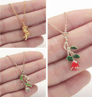 Kinitial Rose ดอกไม้จี้สร้อยคอผู้หญิงคู่ Vintage Boho พฤกษศาสตร์ Charm สร้อยคอดอกไม้แฟชั่นของขวัญปาร์ตี้-ef2