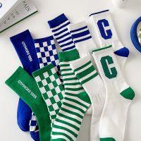 Women Classic Striped Letter Print Sporty Socks Girls Cute Harajuku Socks Casual Female Cool Skateboard  Chessboard Cotton Socks Socks Tights