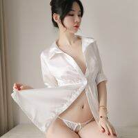 【Hot Sale】 Meijin Thin Nightdress Set See-Through Shirt Stitching Clothing