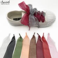 18 Color 4 cm Width 80/100/120/160 cm Length Organza Shoelaces Beautiful Transparent Lace Widened Leisure sports Shoes Shoelaces