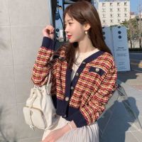 Korean Website Dongdaemun Style Knitted Cardigan Western Style Thick Flower Short Sweater