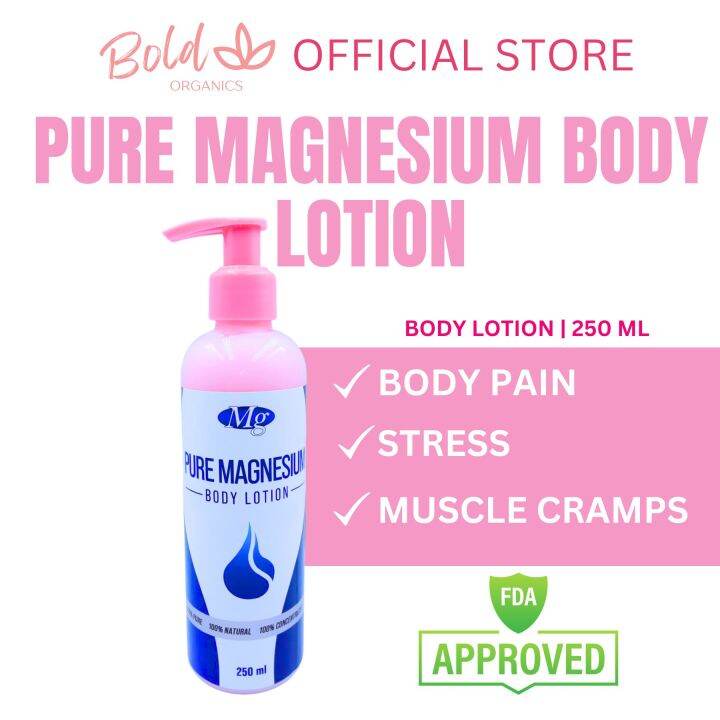 BOLD ORGANICS PURE MAGNESIUM BODY LOTION 250ML MUSCLE CRAMPS BODY