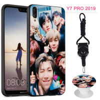 BTS เคสโทรศัพท์สำหรับ Huawei Y7 Pro 2019ซิลิคอนนุ่มกรณีที่มีรูปแบบเดียวกันแหวนและเชือก