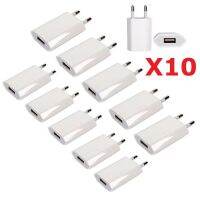 อะแดปเตอร์เครื่องชาร์จติดผนังสำหรับเดินทาง USB 5V 1A 10ชิ้นสำหรับชาร์จเหมาะสำหรับ Apple XS Max XS XR Xse 2020 8 7 6S 5 S 4S สายสเตอริโอ EU