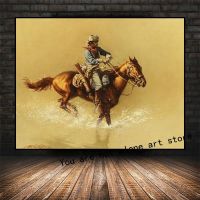 2023 ◎ Retro Western Cowboy Indians Hunting Buffalo Art Posters Canvas Painting Wall Prints Pictures for Living Room Home Decor Cuadros