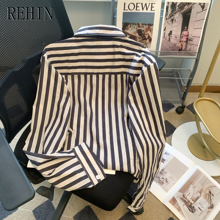 rehin-เสื้อแจ็คเก็ตกันแดดลายขวางสำหรับผู้หญิง-เสื้อแจ็คเก็ตคาร์ดิแกนแขนยาวลำลองสไตล์แฟนหนุ่ม