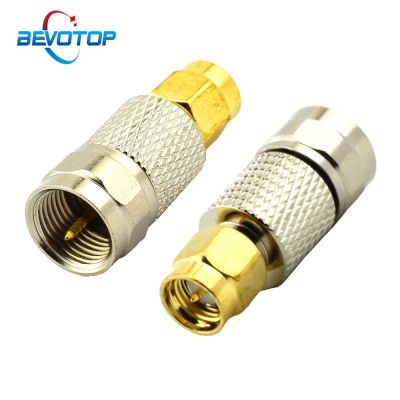 10 PCS/lot SMA Male Plug to F Type Male Plug Straight RF Coaxial Adapter F Connector To SMA Convertor Gold Tone Electrical Connectors