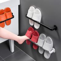 Space Aluminum Wall Mounted Shoe Hanger Towel Rags Hanging Holder Slippers Storage Drian Rack Bathroom Organizer Accessories
