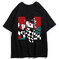 Cloocl Demon Slayer Kimetsu No Yaiba Anime Pure Cotton T-Shirt Tanjirou Nezuko Funny Manga Print Graphic Shirt Hip Hop Tops Tees 【Size S-4XL-5XL-6XL】