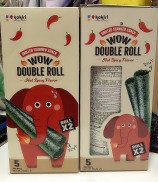 Hộp 5 gói snack rong biển con voi Wow Double Roll vị cay 25gr