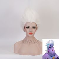 Ursula Wig Cosplay Wigs Short Synthetic Pure White Wigs Heat Resistant + Wig Cap